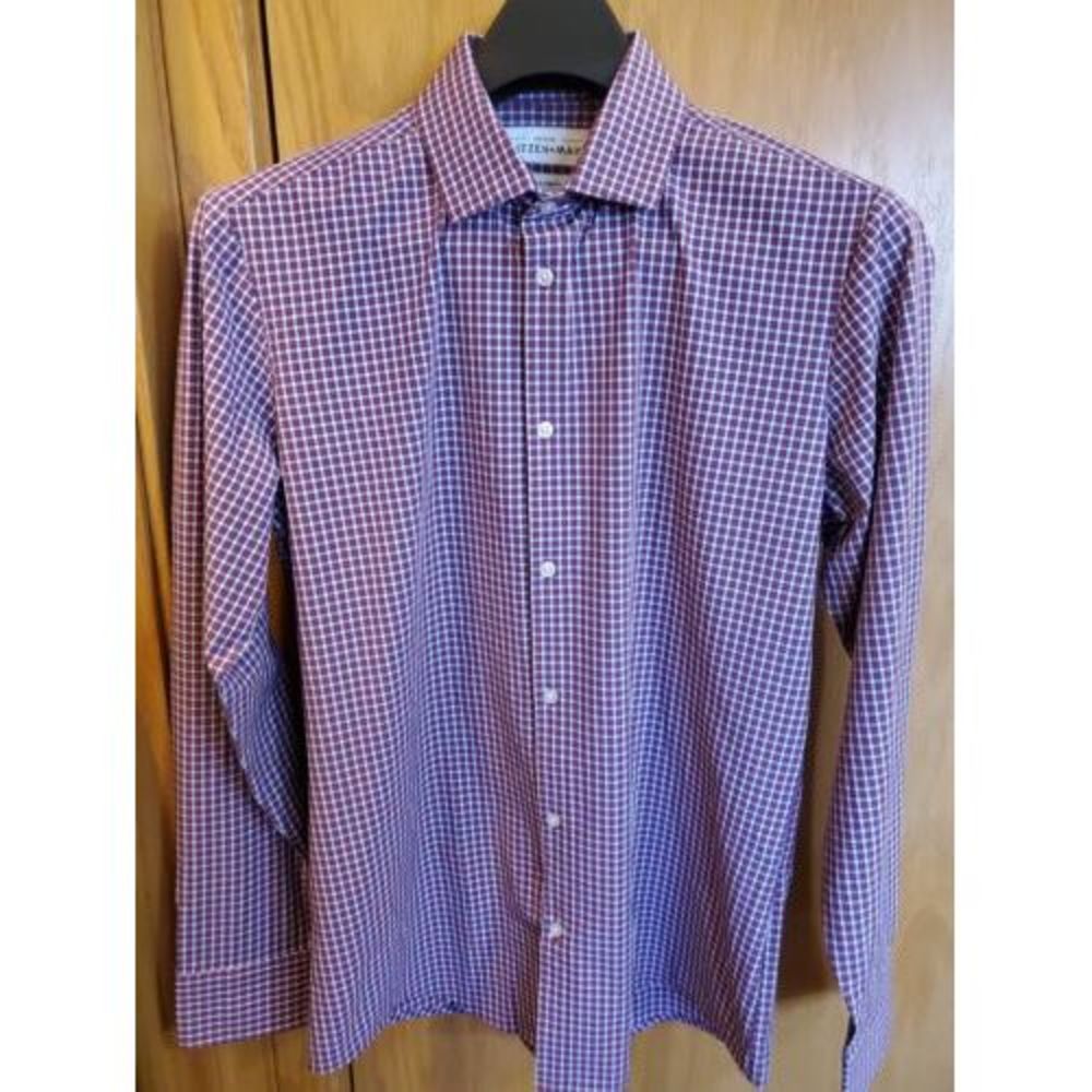 Mizzen+ Main Leeward Collection Large Trim Fit Red Plaid Striped Button Up